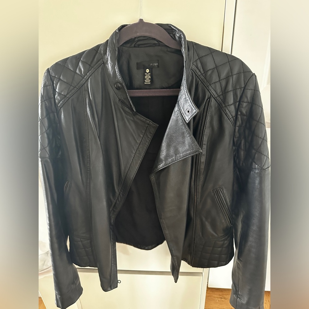 Aqua Moto Genuine Leather biker Jacket - 100% Exclusive for Bloomingdale’s